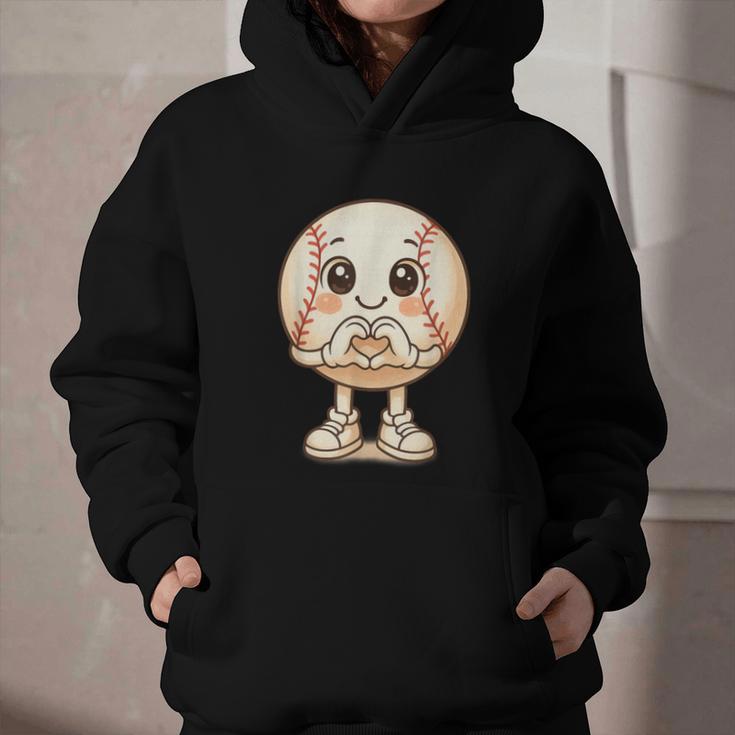 Baseball With Heart Hands Love Cute Baseball Graphic Youth Hoodie Baseball With Heart Hands Love Cute Baseball Graphic Youth Hoodie