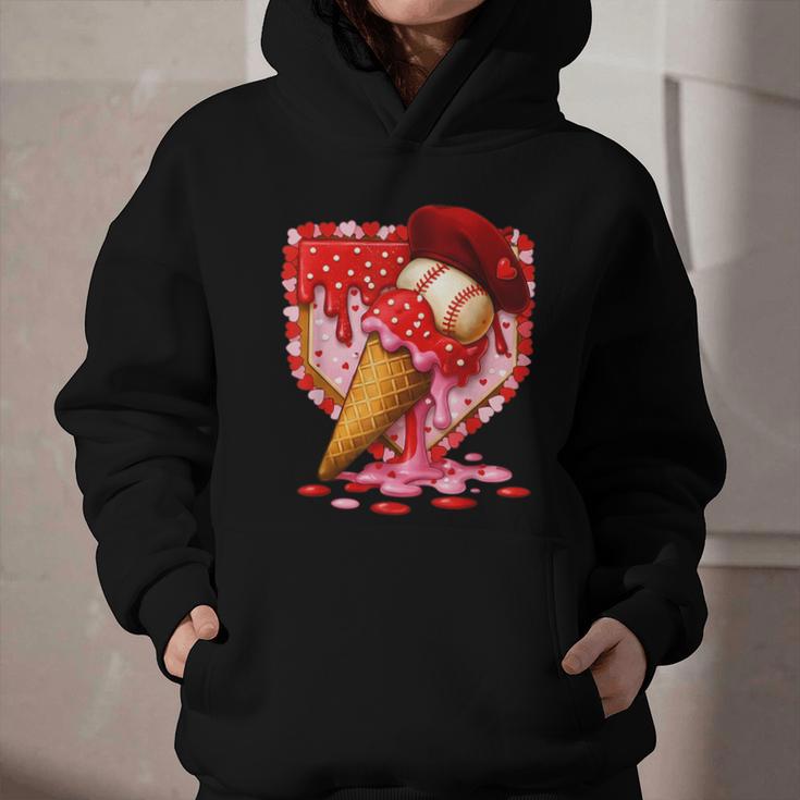 Baseball Heart Valentine Baseball Ice Cream Drip Boys Girls Graphic Youth Hoodie