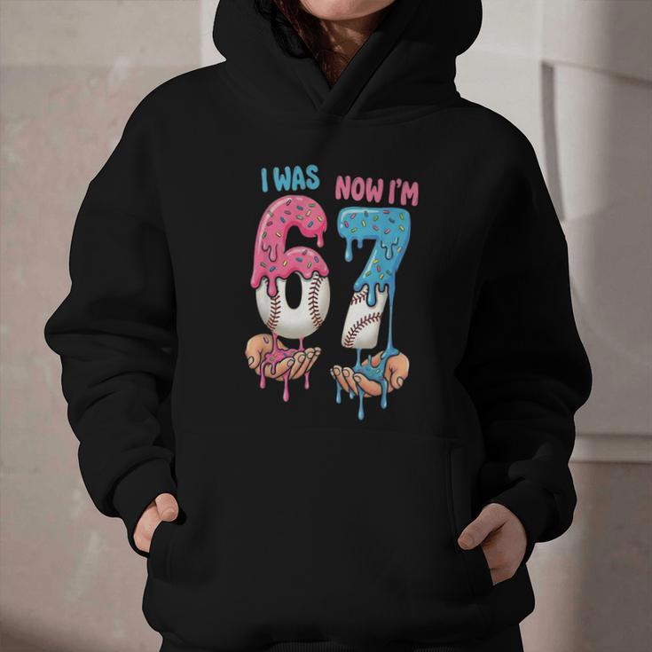 Baseball Ice Cream I Was 6 Now I'm 7 67 Birthday Boy Graphic Youth Hoodie