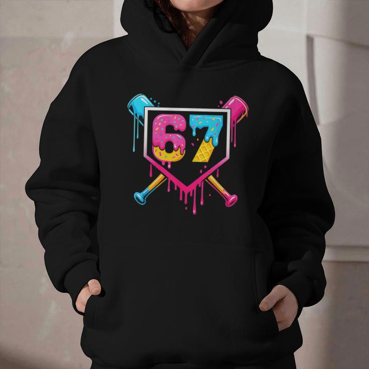Baseball Ice Cream Drip 67 Meme Six Seven 67th Birthday Graphic Youth Hoodie