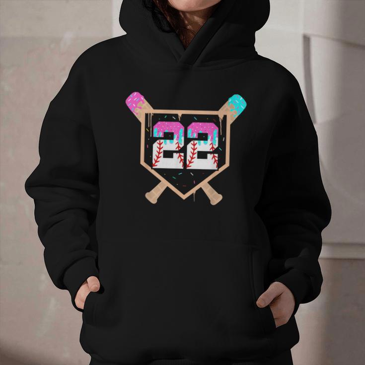 Baseball Ice Cream Drip Number 22 Player 22nd Birthday Graphic Youth Hoodie