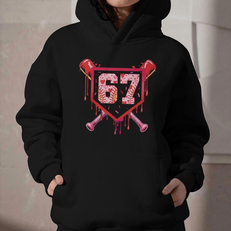 Baseball Ice Cream Drip Number 67 Meme Valentine Couple Love Graphic Youth Hoodie