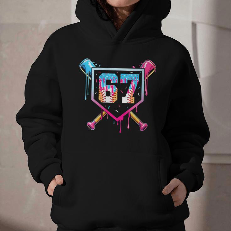 Baseball Ice Cream Drip Number 67 Player 67th Birthday Graphic Youth Hoodie Baseball Ice Cream Drip Number 67 Player 67th Birthday Graphic Youth Hoodie