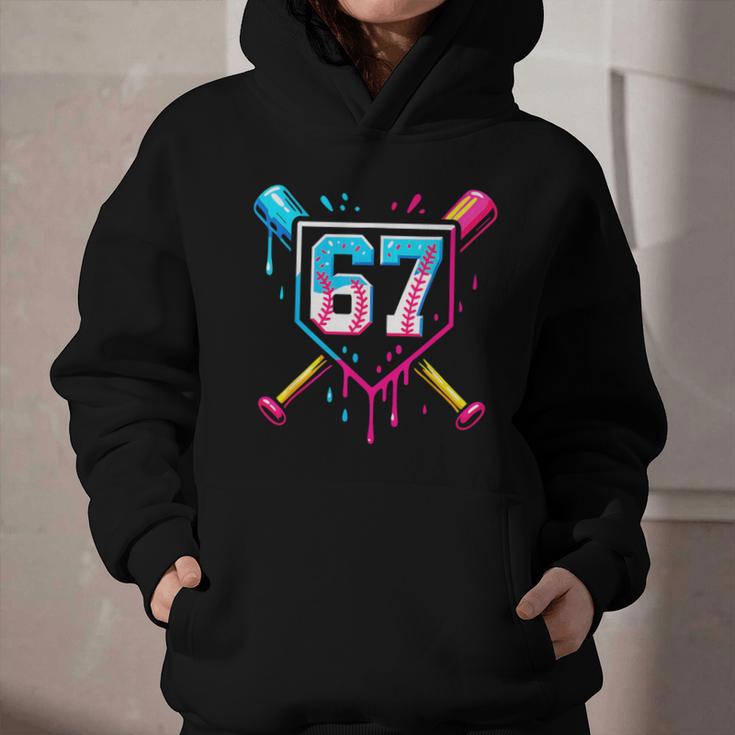 Baseball Ice Cream Drip Number 67 Player 67th Birthday 67 Graphic Youth Hoodie