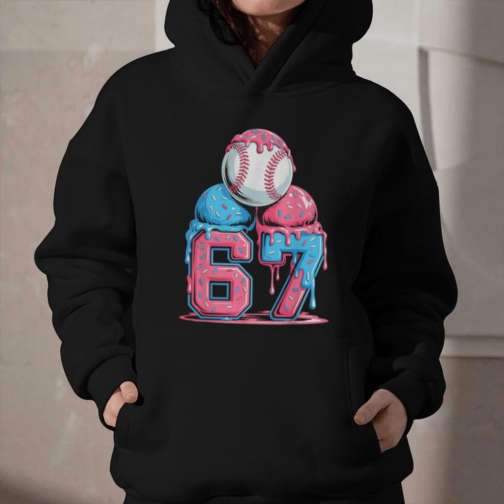 Baseball Ice Cream Drip Six Seven Gen Alpha Meme 67 Graphic Youth Hoodie