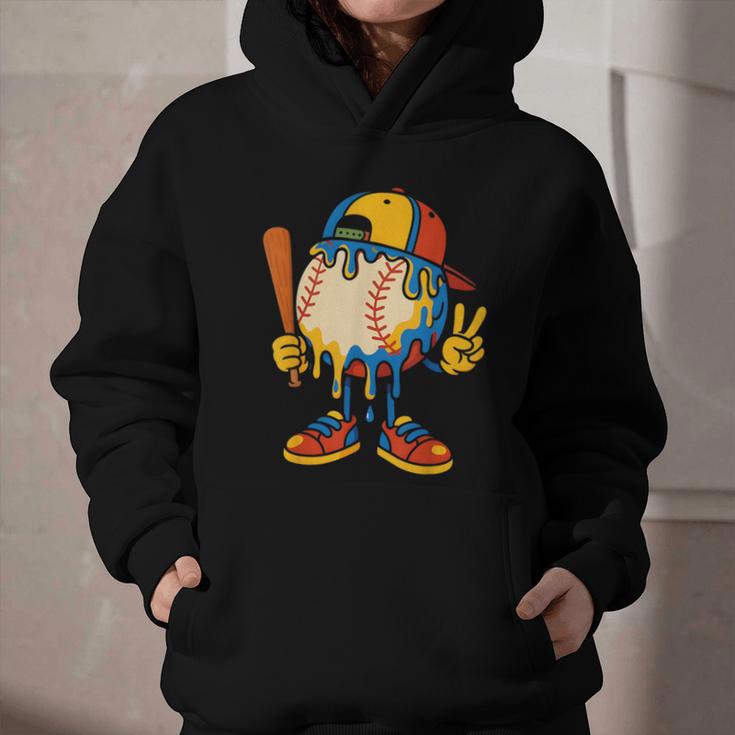 Baseball Ice Cream Drip Youth Back To School Baseball Stuff Graphic Youth Hoodie