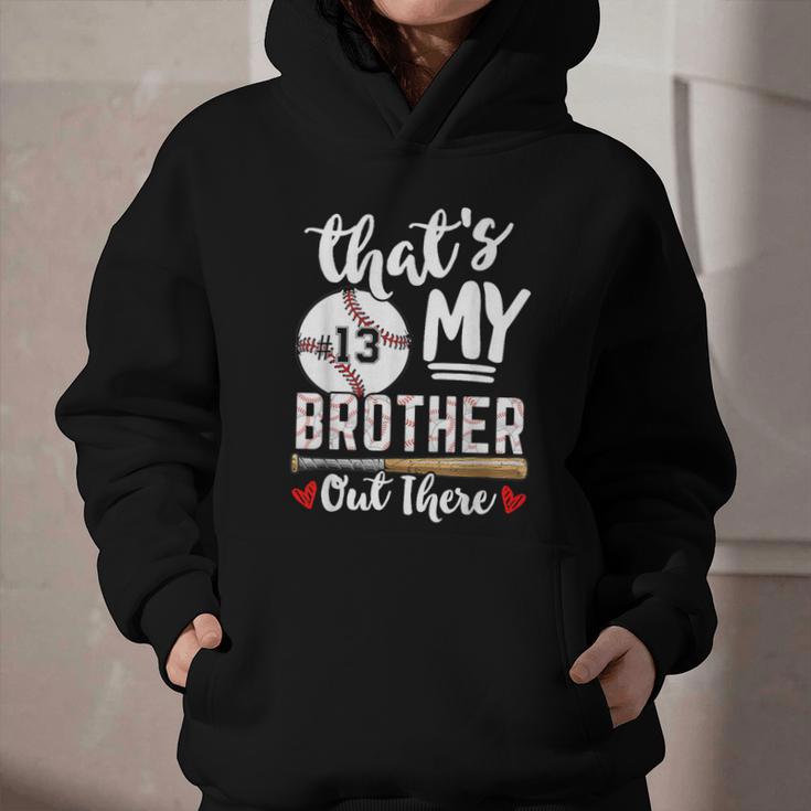 Baseball Jersey Number 13 That's My Brother Out There Graphic Youth Hoodie