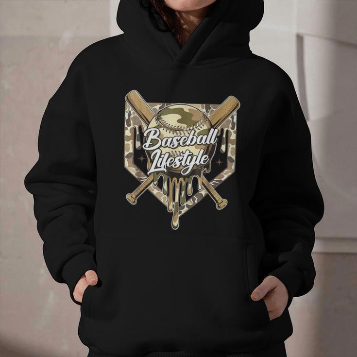 Baseball Life Lifestyle Home Plate Camo Ice Cream Drip Kids Graphic Youth Hoodie