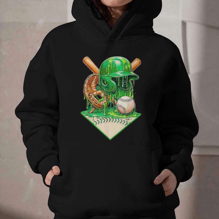 Baseball Life Style Ice Cream Drip Green Graphic Youth Hoodie