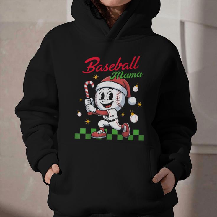Baseball Mama Christmas Santa Hat Xmas Softball Mom Graphic Youth Hoodie