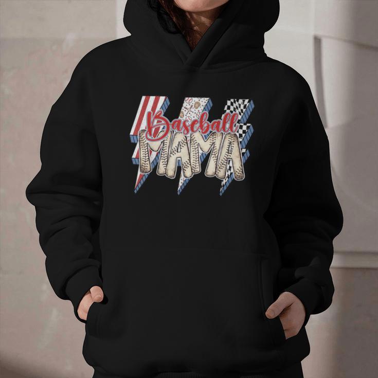 Baseball Mama Lightning Bolt Checkered Varsity Mother's Day Graphic Youth Hoodie Baseball Mama Lightning Bolt Checkered Varsity Mother's Day Graphic Youth Hoodie