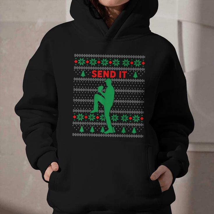Baseball Player Christmas Pajama Send It Xmas PJs Boys Graphic Youth Hoodie