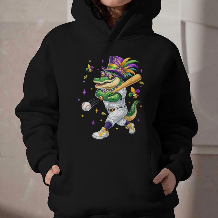 Baseball Player Mardi Gras Alligator Carnival Costume Beads Graphic Youth Hoodie Baseball Player Mardi Gras Alligator Carnival Costume Beads Graphic Youth Hoodie
