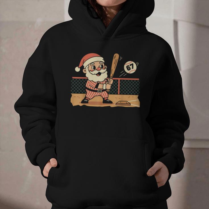 Baseball Santa 67 Christmas Xmas Boys Retro Graphic Youth Hoodie