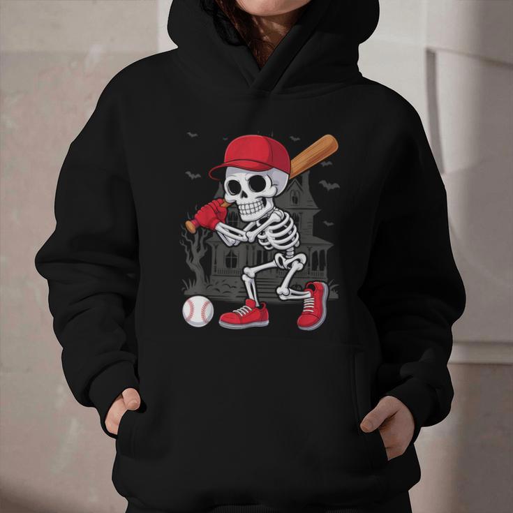 Baseball Skeleton Halloween Playing Graphic Youth Hoodie Baseball Skeleton Halloween Playing Graphic Youth Hoodie