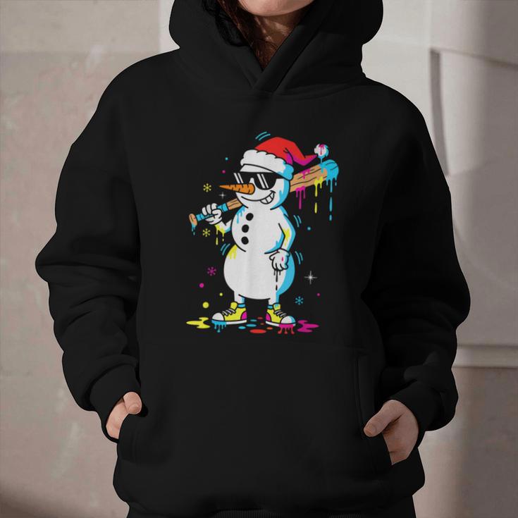 Baseball Snowman Drip Cool Christmas Men Boys Girls Graphic Youth Hoodie
