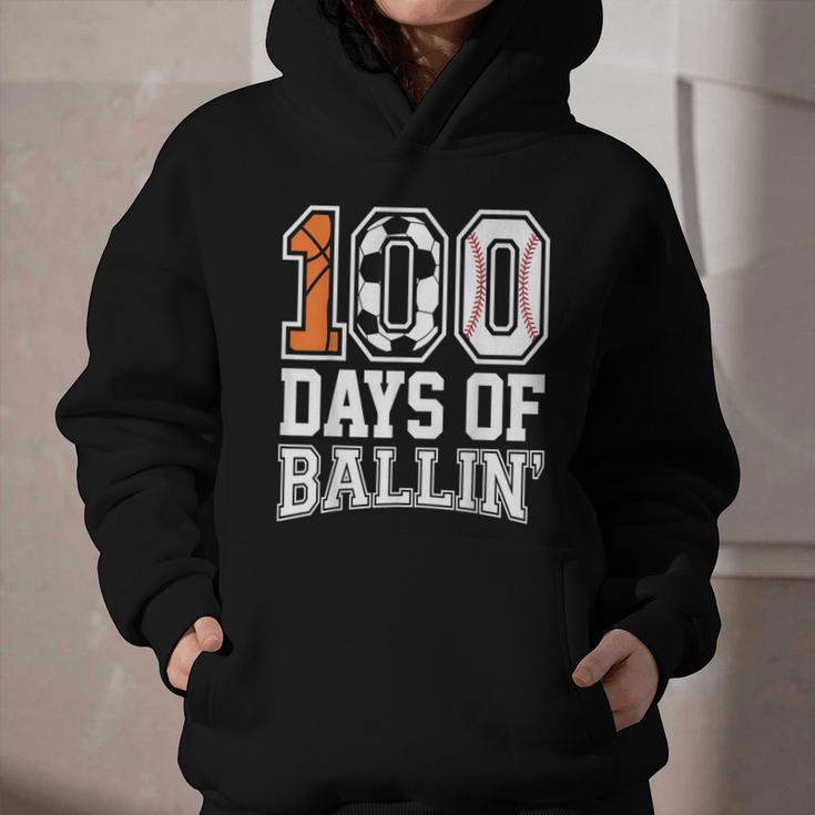 Baseball Soccer Basketball 100 Days Of School Graphic Youth Hoodie Baseball Soccer Basketball 100 Days Of School Graphic Youth Hoodie