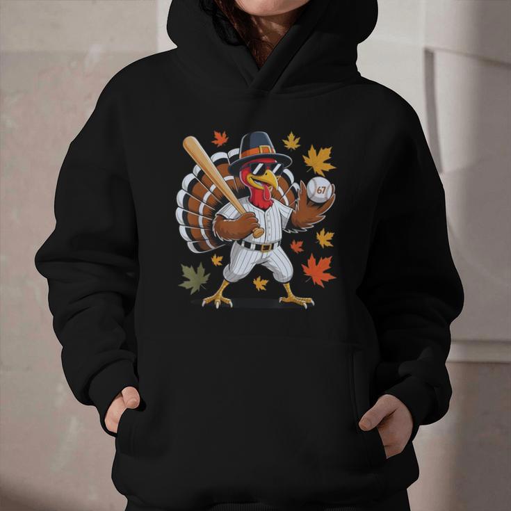 Baseball Turkey 67 Meme Thanksgiving For Boys Toddlers Kid Graphic Youth Hoodie