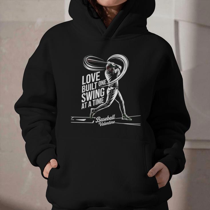 Baseball Valentine Love Built One Swing At A Time Tee Graphic Youth Hoodie