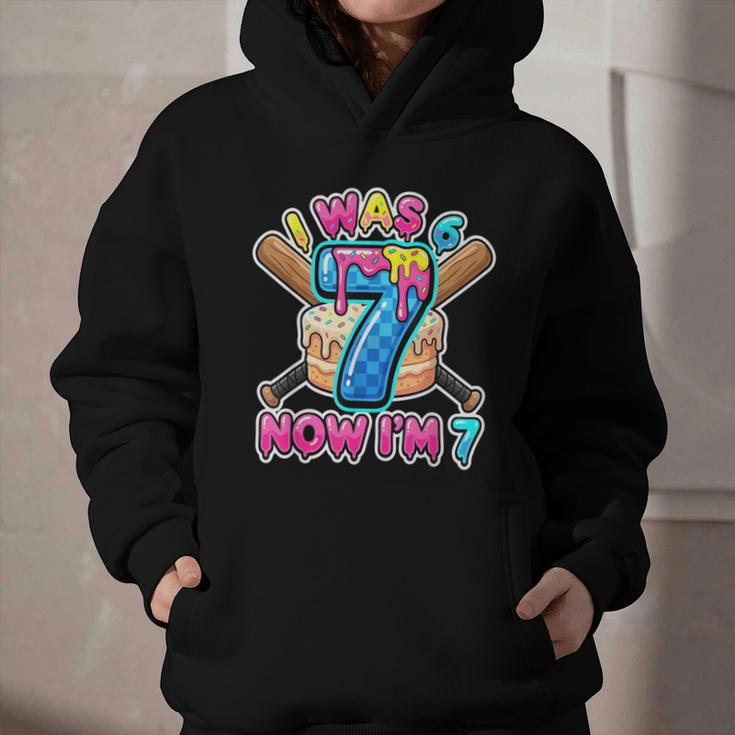 Blue Checkered I Was 6 Now I'm 7 Birthday Cake Baseball Drip Graphic Youth Hoodie Blue Checkered I Was 6 Now I'm 7 Birthday Cake Baseball Drip Graphic Youth Hoodie