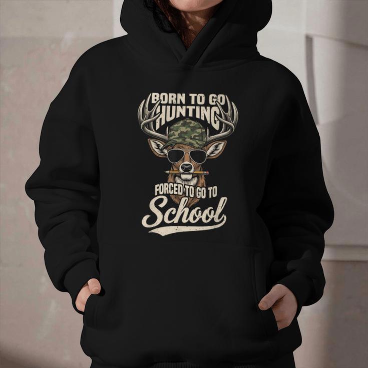 Born To Go Hunting Forced To Go Back To School Camo Deer Boy Graphic Youth Hoodie