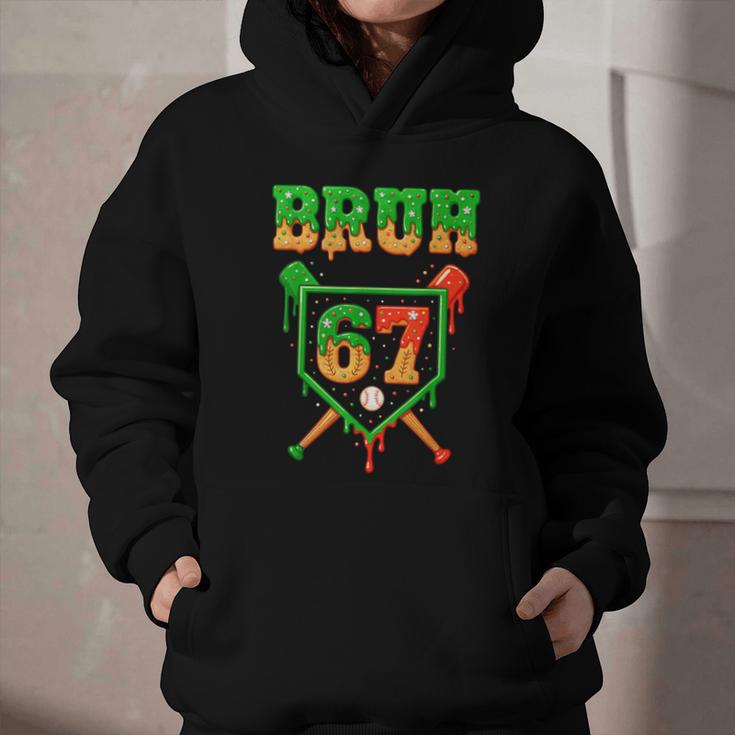 Bruh 67 Baseball Christmas Gingerbread Drip Number 67 Player Graphic Youth Hoodie Bruh 67 Baseball Christmas Gingerbread Drip Number 67 Player Graphic Youth Hoodie