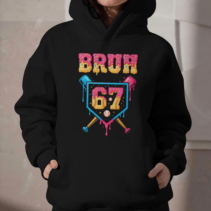 Bruh Baseball Ice Cream Drip Number 67 Player 67th Birthday Graphic Youth Hoodie