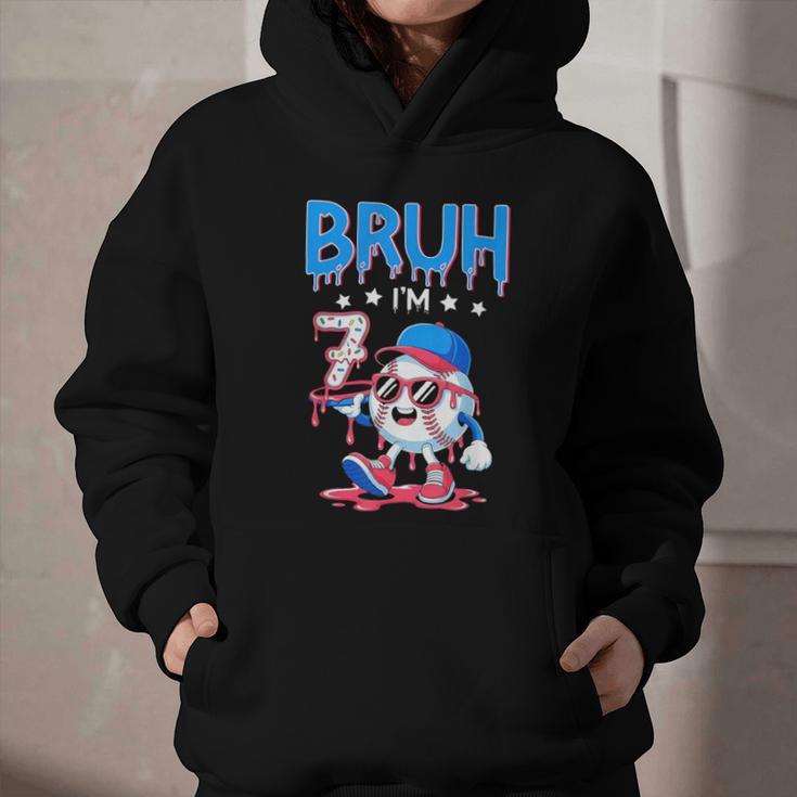 Bruh I'm 7 Baseball Ice Cream Drip It's My 7th Birthday Graphic Youth Hoodie Bruh I'm 7 Baseball Ice Cream Drip It's My 7th Birthday Graphic Youth Hoodie