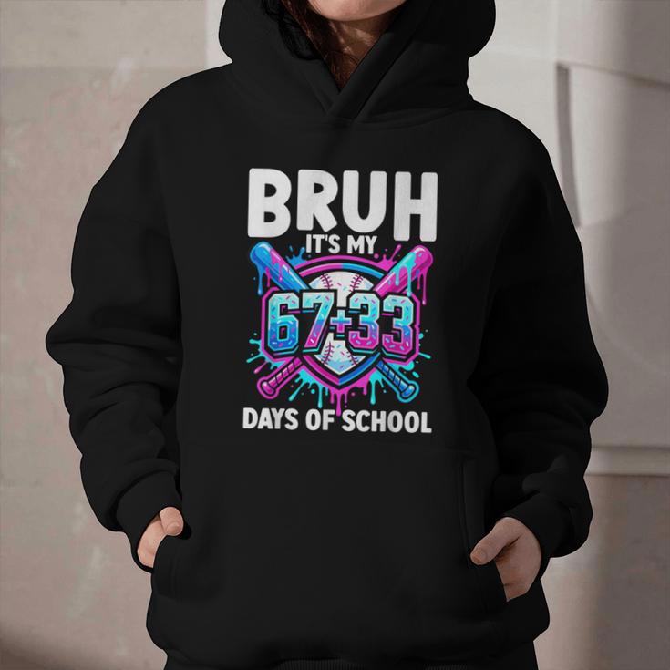 Bruh It's My 67 33 Days Of School Baseball 100 Days Smarter Graphic Youth Hoodie Bruh It's My 67 33 Days Of School Baseball 100 Days Smarter Graphic Youth Hoodie