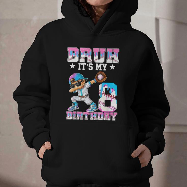 Bruh It's My 8th Birthday Baseball Ice Cream Drip 8 Year Old Graphic Youth Hoodie