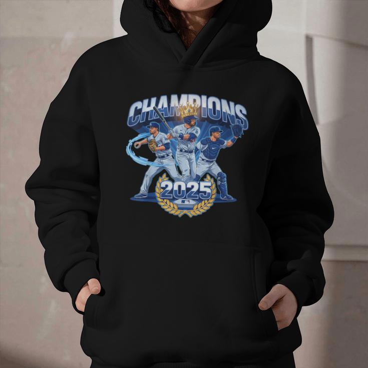 Champions 2025 Baseball Retro Athletic Celebration Theme Graphic Youth Hoodie