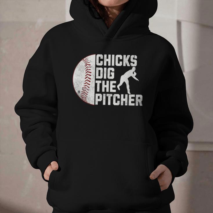 Chicks Dig The Pitcher Baseball Graphic Youth Hoodie Chicks Dig The Pitcher Baseball Graphic Youth Hoodie