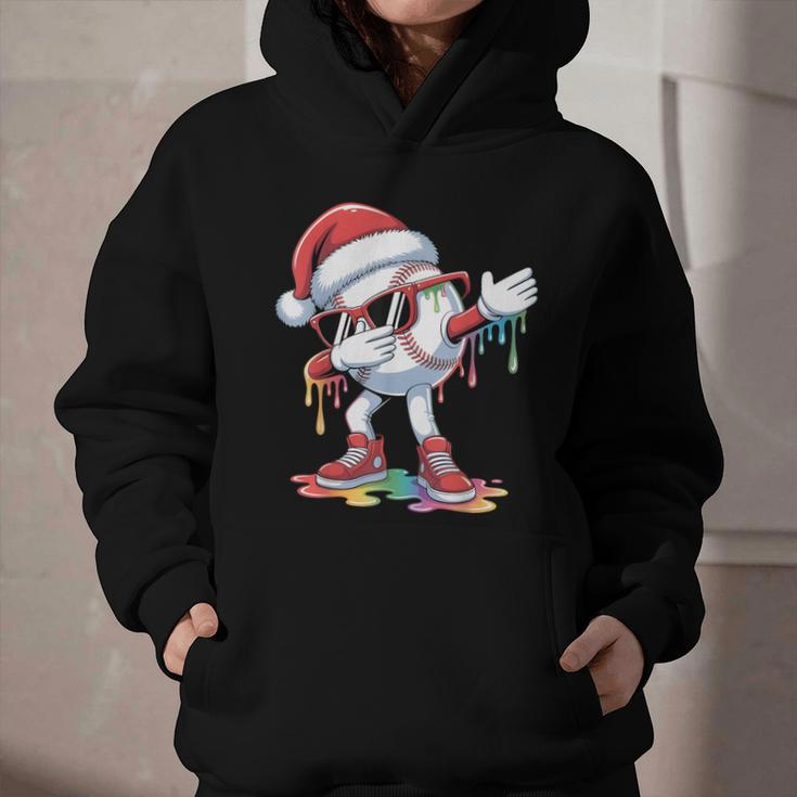 Christmas Baseball Ice Cream Dripping Santa Baseball Drip Graphic Youth Hoodie