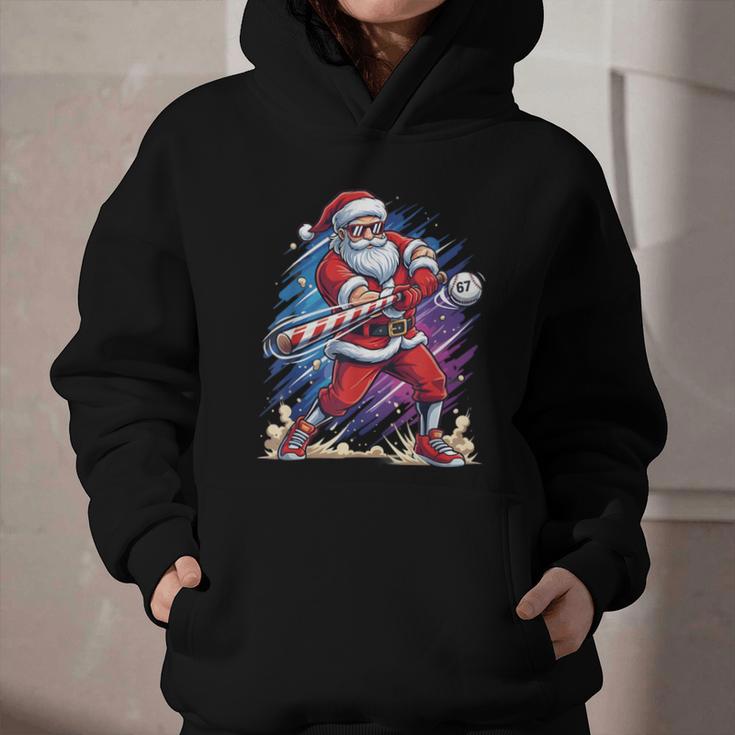 Christmas Baseball Santa Game Day Xmas Boys Kids Men Graphic Youth Hoodie