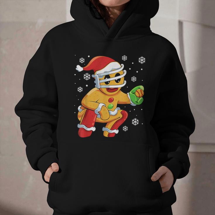 Christmas Gingerbread Man Baseball Player Catcher Graphic Youth Hoodie Christmas Gingerbread Man Baseball Player Catcher Graphic Youth Hoodie