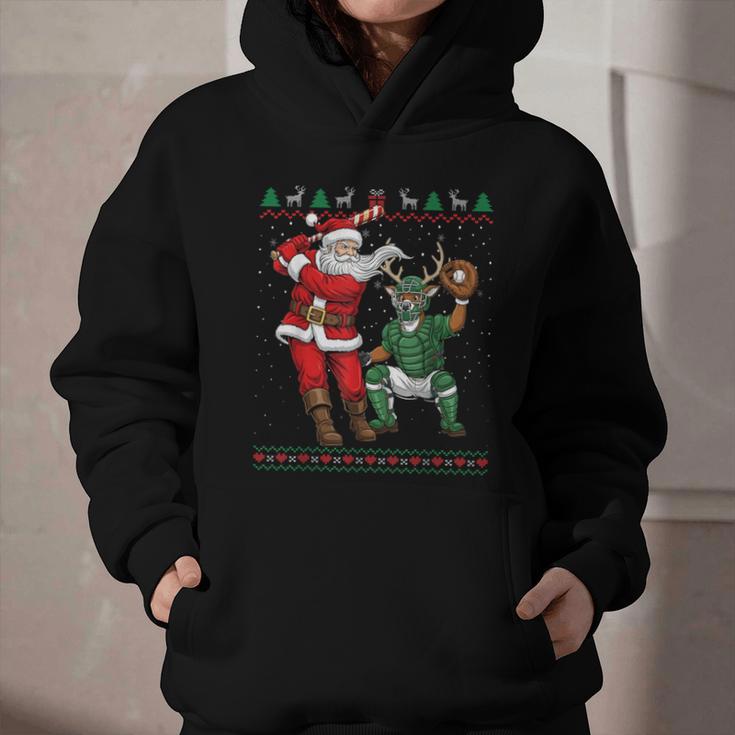 Christmas Santa Baseball Ugly Sweater Graphic Youth Hoodie