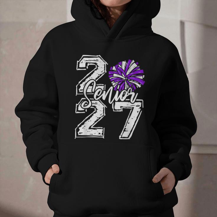 Class Of 2027 Cheer Purple Senior 2027 Back To School Graphic Youth Hoodie