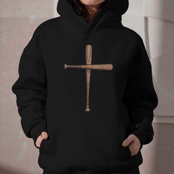 Cross Baseball Bats Christian Faith Sports Coach Pitcher Graphic Youth Hoodie