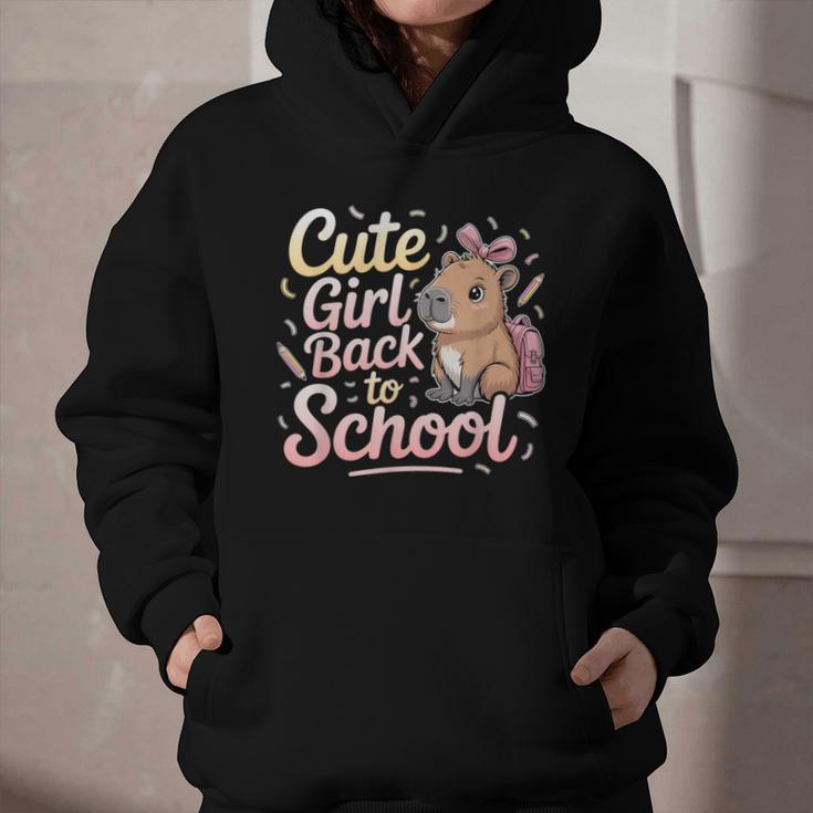 Cute Girl Back To School Capybara First Day Of School Kids Graphic Youth Hoodie Cute Girl Back To School Capybara First Day Of School Kids Graphic Youth Hoodie