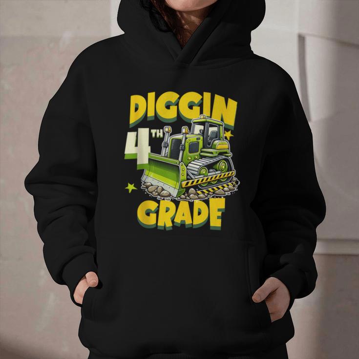 Diggin 4th Grade Bulldozer Back To School Graphic Youth Hoodie