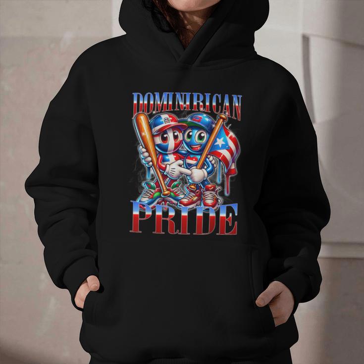 Dominican Puerto Rican Pride Baseball Flag Unity Graphic Youth Hoodie