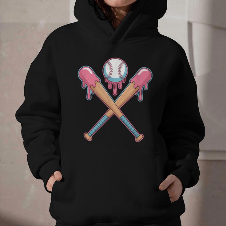 Dripping Pink Baseball Crossed Bats Summer Graphic Youth Hoodie Dripping Pink Baseball Crossed Bats Summer Graphic Youth Hoodie