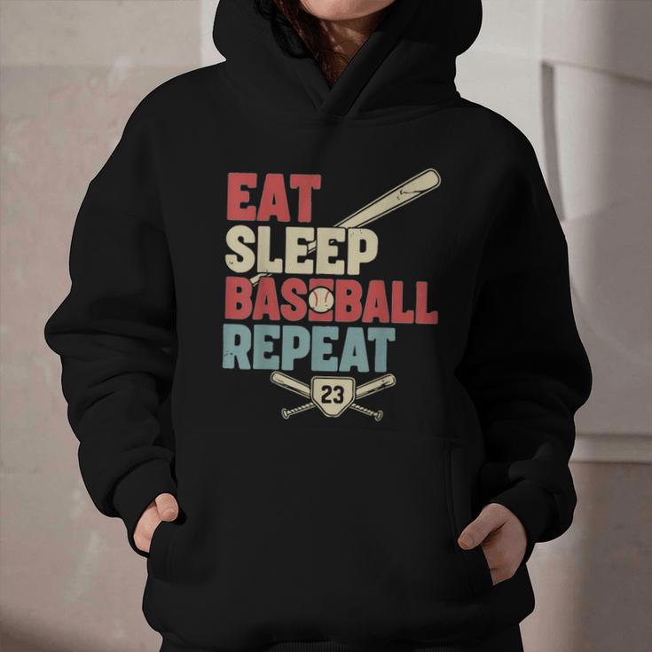 Eat Sleep Baseball Repeat Bat Ball Player Fan Graphic Youth Hoodie