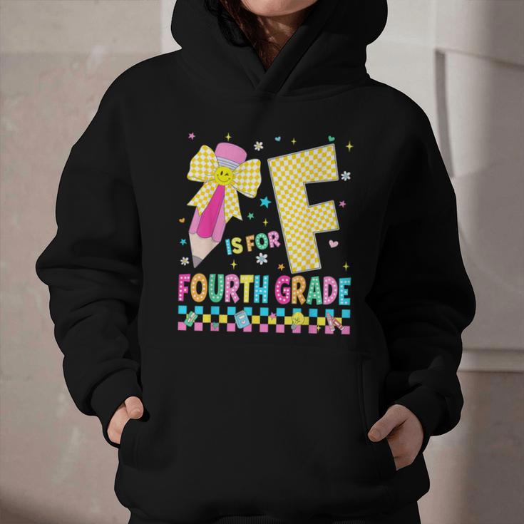 F Is For Fourth Grade Back To School Pencil Bow 4th Grade Graphic Youth Hoodie F Is For Fourth Grade Back To School Pencil Bow 4th Grade Graphic Youth Hoodie