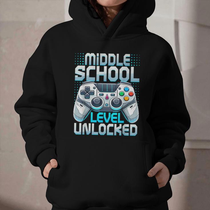 First Day Of Middle School Level Unlocked Back To School Graphic Youth Hoodie