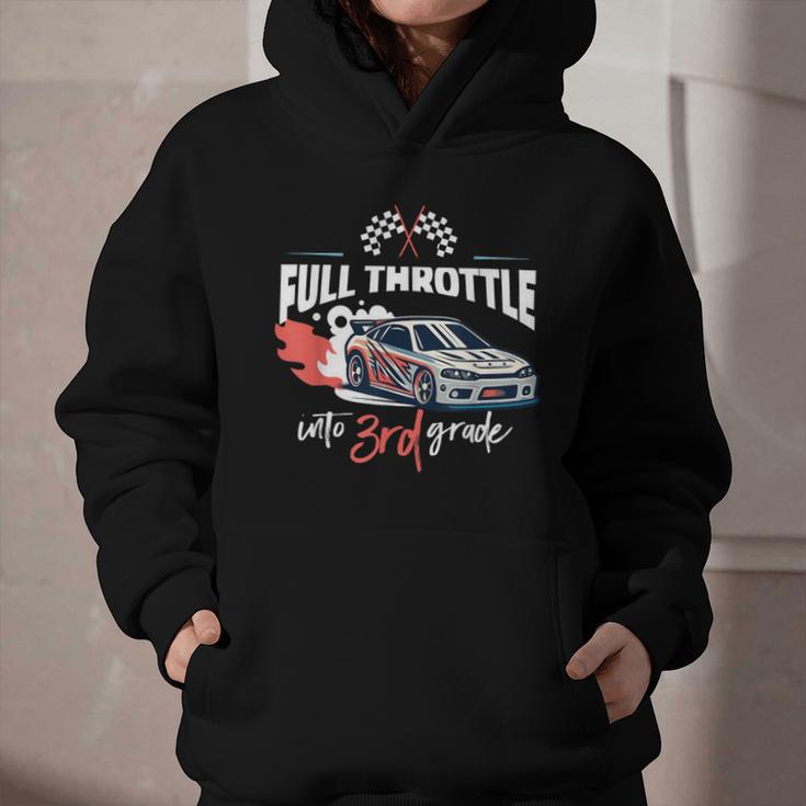 Full Throttle Into Third 3rd Grade Race Car Back To School Graphic Youth Hoodie