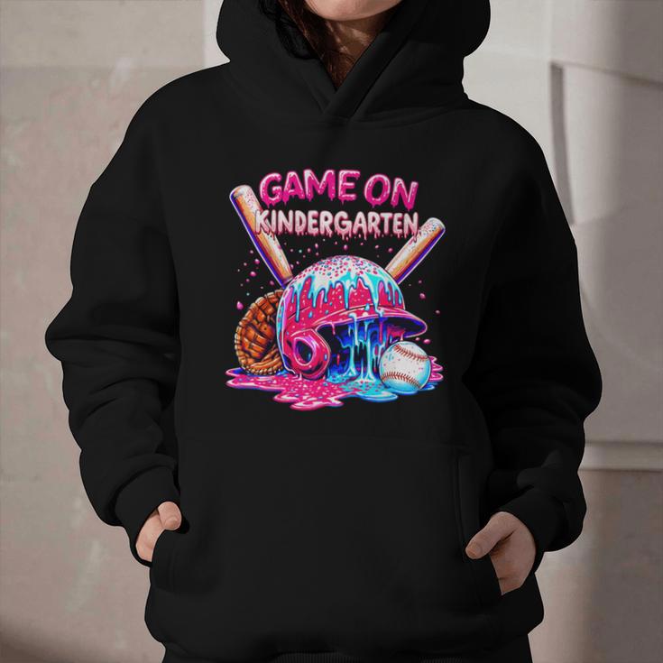 Game Kindergarten Baseball Ice Cream Drip On Back To School Graphic Youth Hoodie