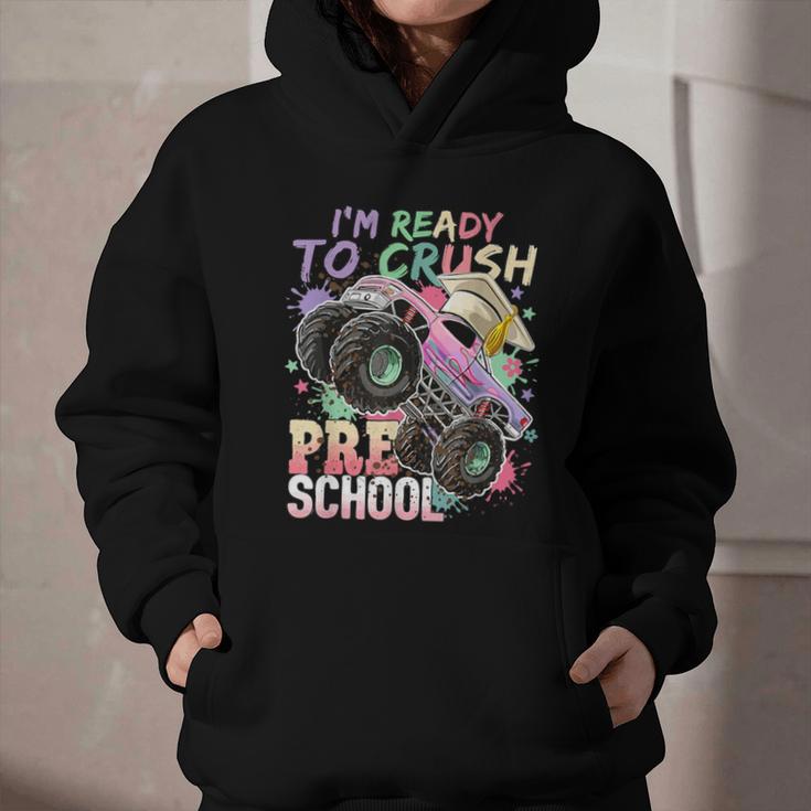 Girls Monster Trucks Ready To Crush Preschool Back To School Graphic Youth Hoodie Girls Monster Trucks Ready To Crush Preschool Back To School Graphic Youth Hoodie