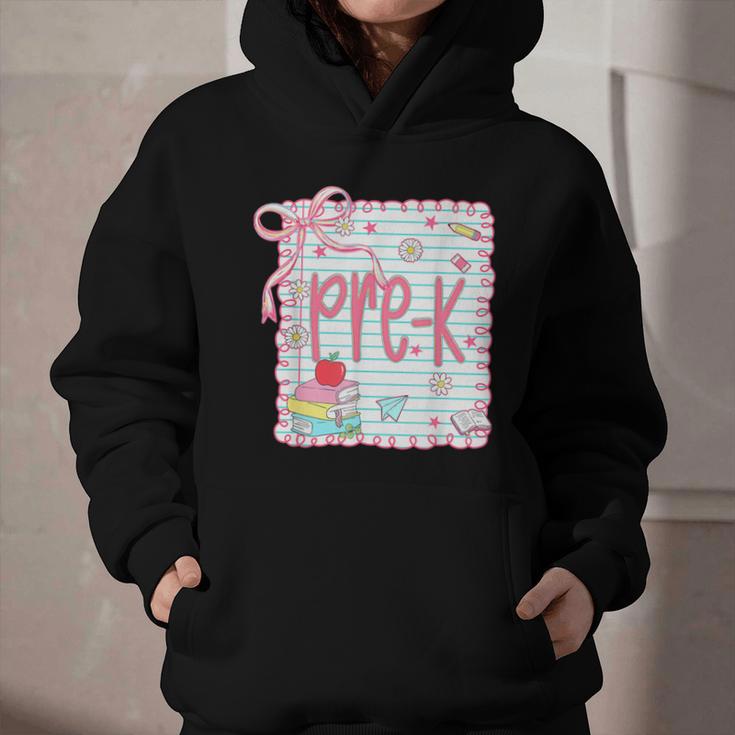 Girls Pre-K Coquette Bow Pink Preppy Back To School Graphic Youth Hoodie Girls Pre-K Coquette Bow Pink Preppy Back To School Graphic Youth Hoodie