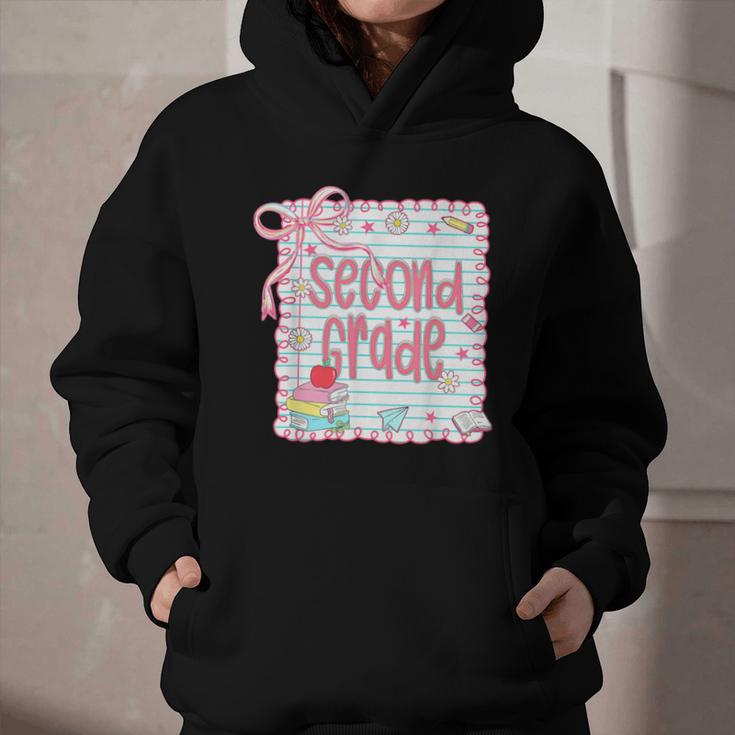 Girls Second Grade Coquette Bow Pink Preppy Back To School Graphic Youth Hoodie Girls Second Grade Coquette Bow Pink Preppy Back To School Graphic Youth Hoodie